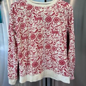 Boden Red and White Patterned Top